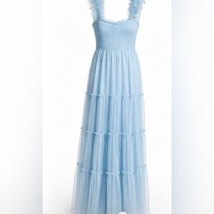 ‼️SALE‼️ Womens Light Blue Smocked Maxi dress